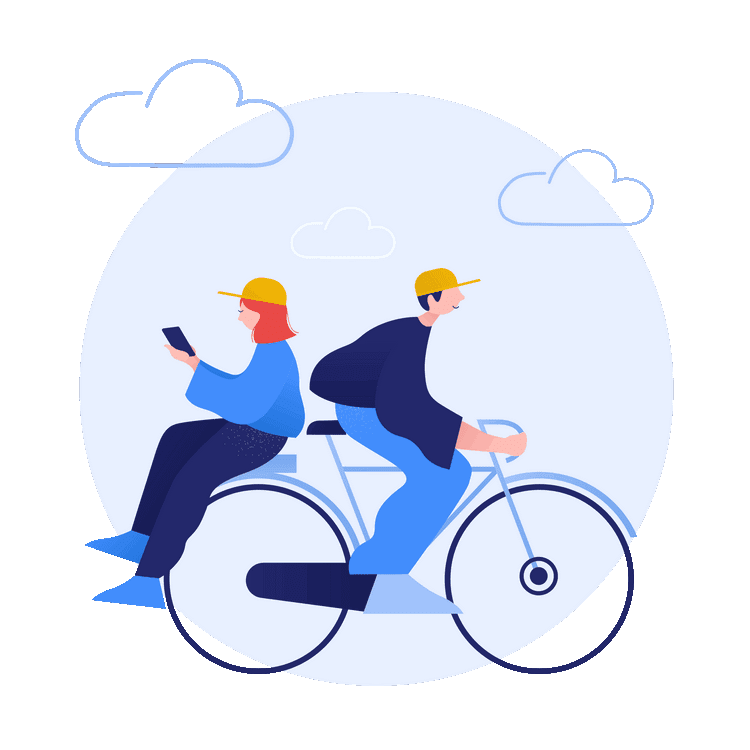 Two friends on bicycles, sharing a casual ride during their free moment.